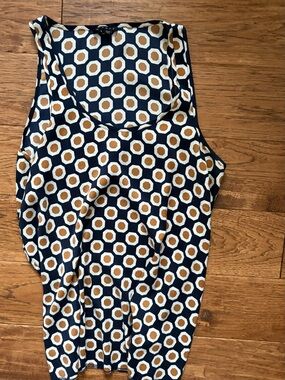Theory Silk Navy Blue Geometric Print top